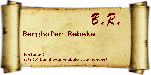 Berghofer Rebeka névjegykártya